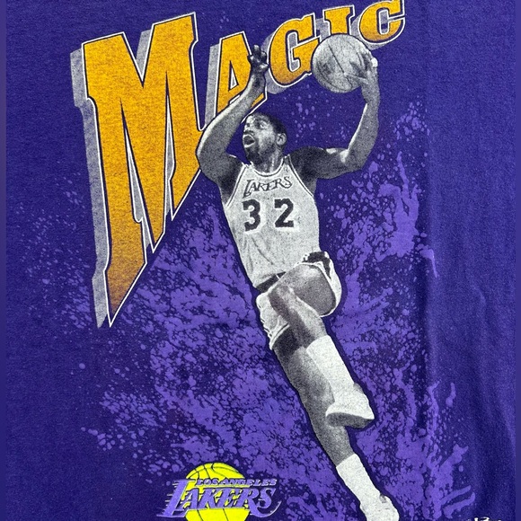 Los Angeles Lakers Magic Johnson 1989 Starter T-Shirt - Picture 4 of 5